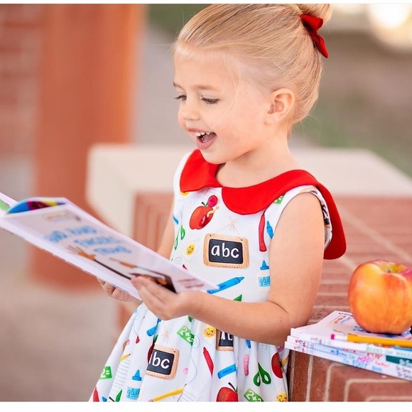 Girls 8 Bella & Omi Back to School gorgeous Peter Pan dress & matching shorties - Picture 16 of 16